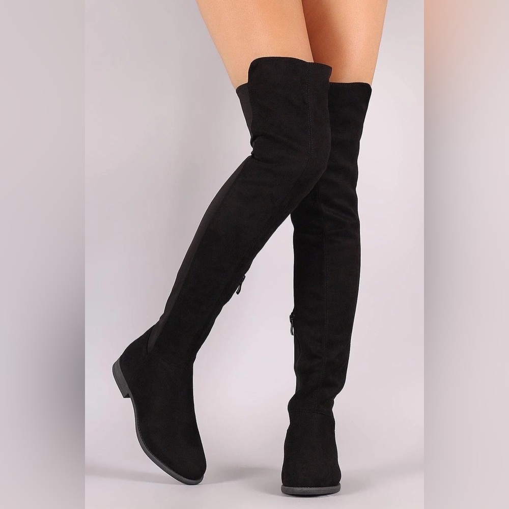 Thigh Hight Wide Calf Black Boots size 8.5
